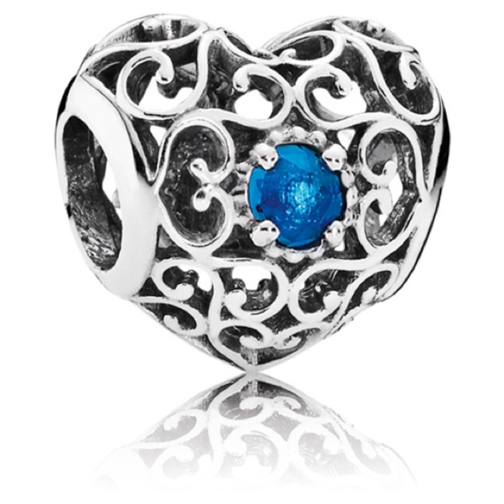 Pandora December signature heart charm - London blue crystal (retired)